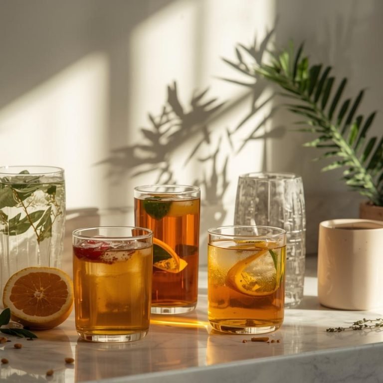 dame varias Bebidas Nocturnas naturales en una cocina para Rejuvenecer tu Cuerpo