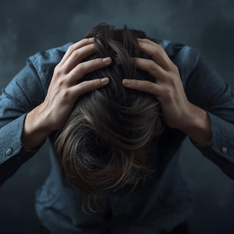 hombre abrumado por el estres