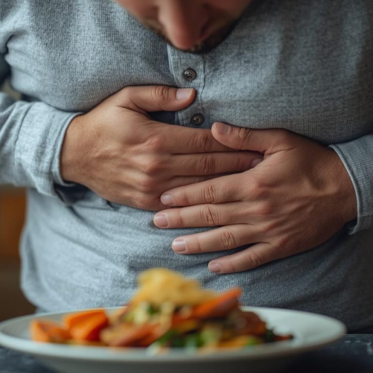 hombre después de una comida rica en carbohidratos o grasas sientes que tu estómago no da para más