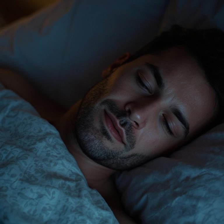 hombre en su cama durmiendo profundamente y con sueño reparador