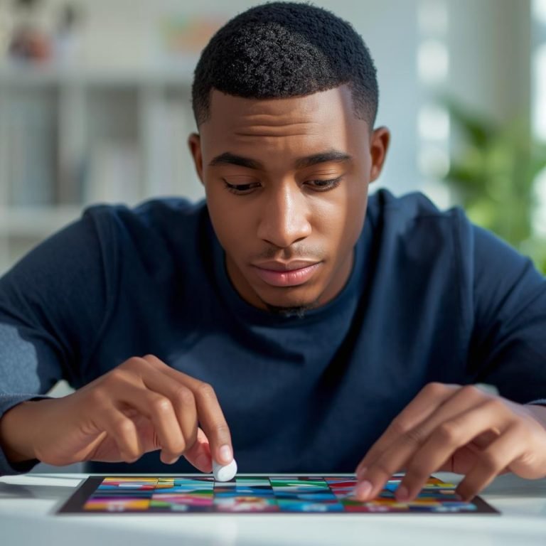 joven jugando juegos de memoria