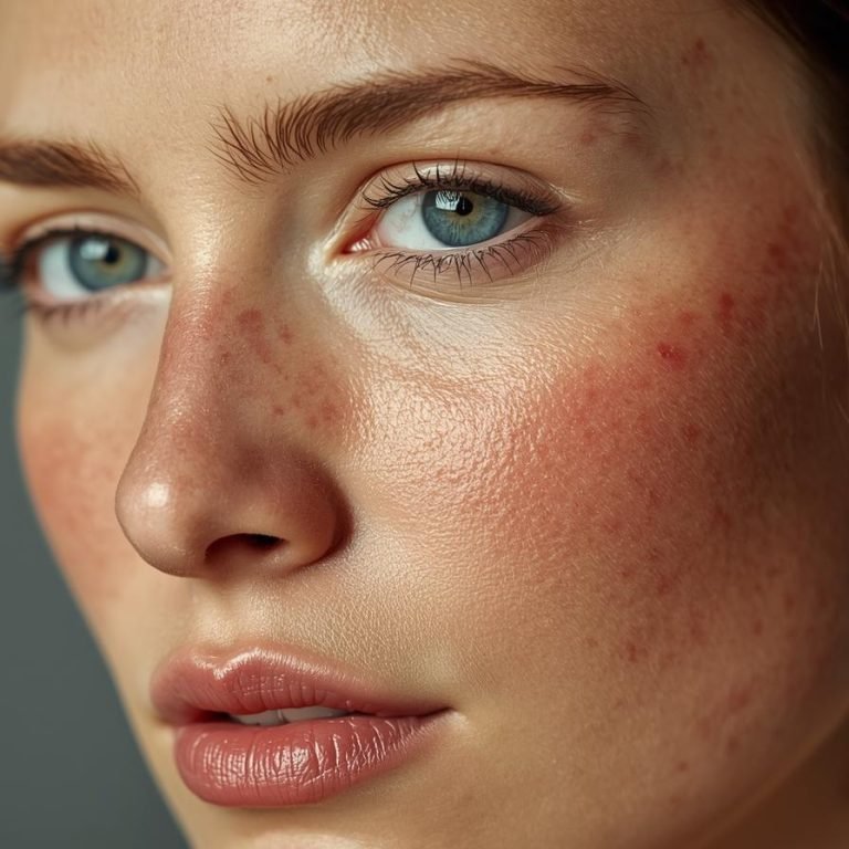 mujer con piel rosácea