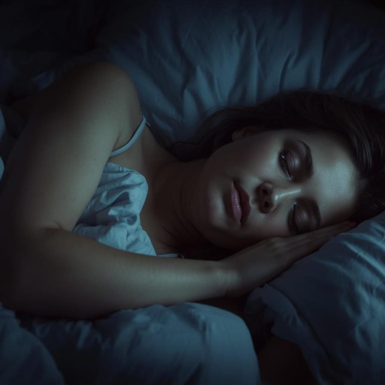 mujer durmiendo en su cama con un sueño reparado y profundo