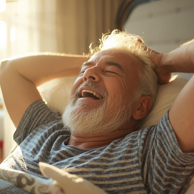 persona de 45 años despertando lleno de energia sin cafe