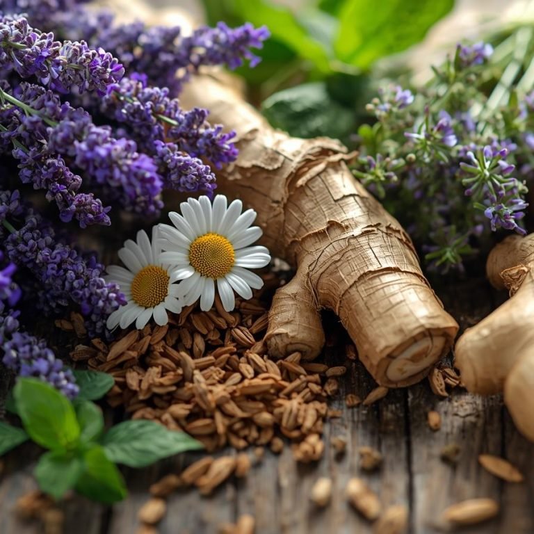 quiero plantas realistas como lavanda, manzanillas, valeriana jengibre