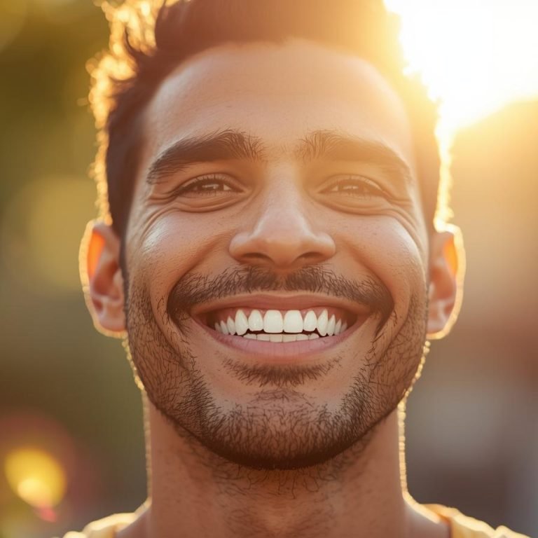 un hombre con claridad mental y feliz