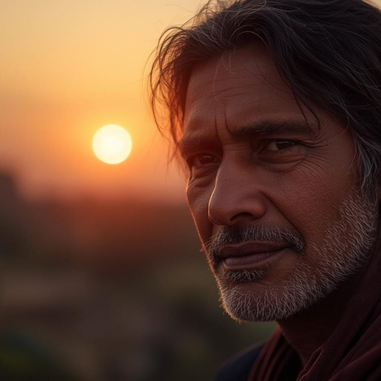 un hombre con sensación de que las fuerzas nos abandonan justo cuando el sol comienza a bajar