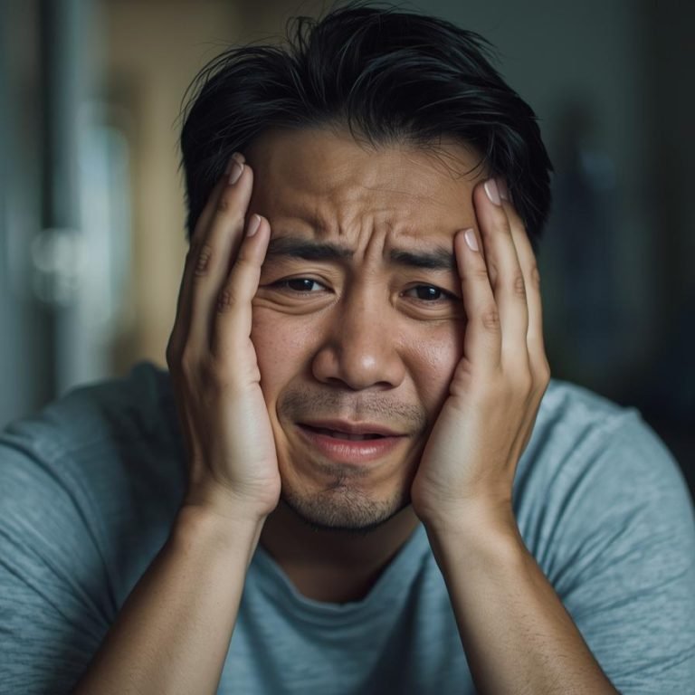 un hombre muy estresado en tu casa