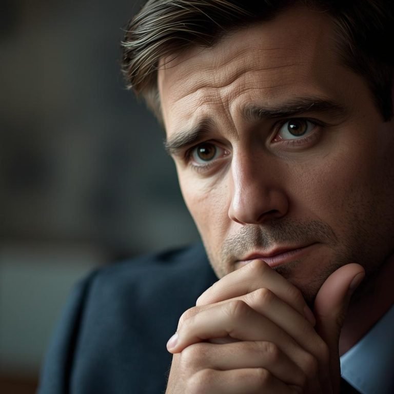 un hombre pensando mucho en el trabajo