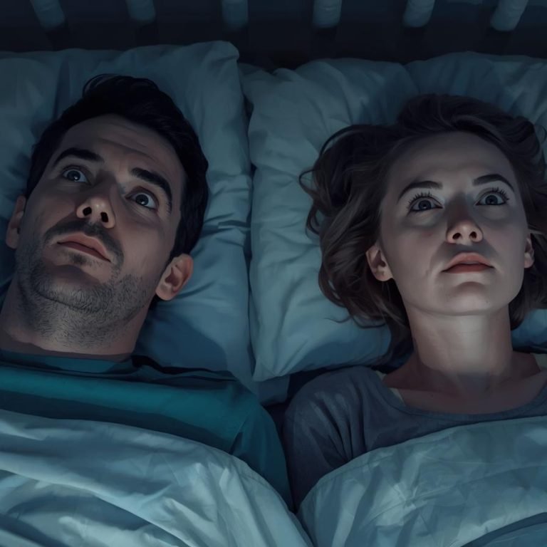 un hombre y una mujer aCOSTADOS VIENDO A LA NADA ESPERANDO DORMIR