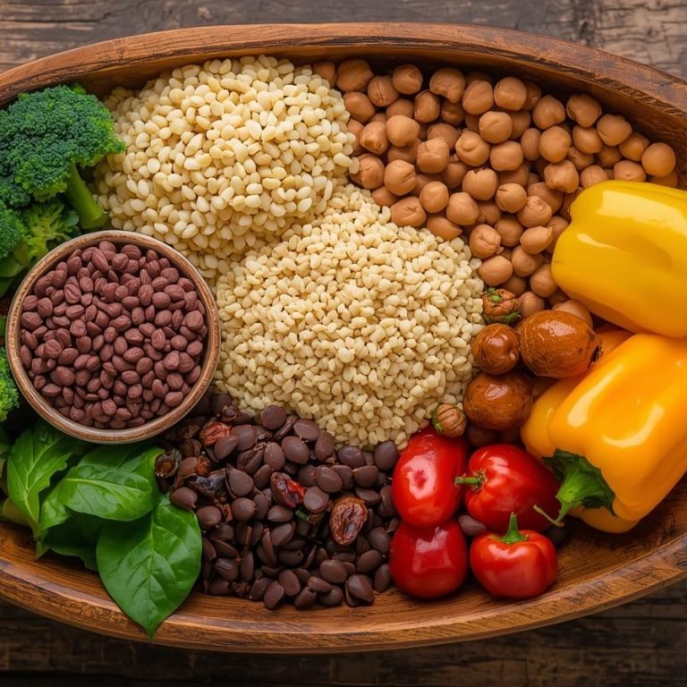 un plato de diferentes tipo de fibras naturales en la alimentacion