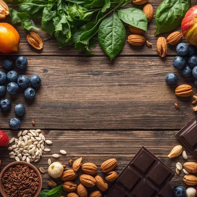 una mesa llena con antioxidantes naturales