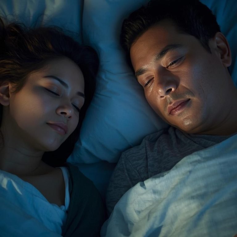 una mujer de 50 años y un hombre 55 durmiendo plácidamente toda la noche (1)