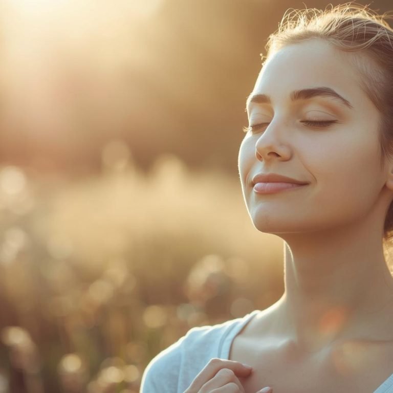 una mujer meditando