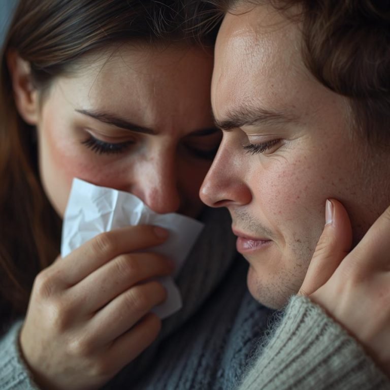 una pareja con resfriado