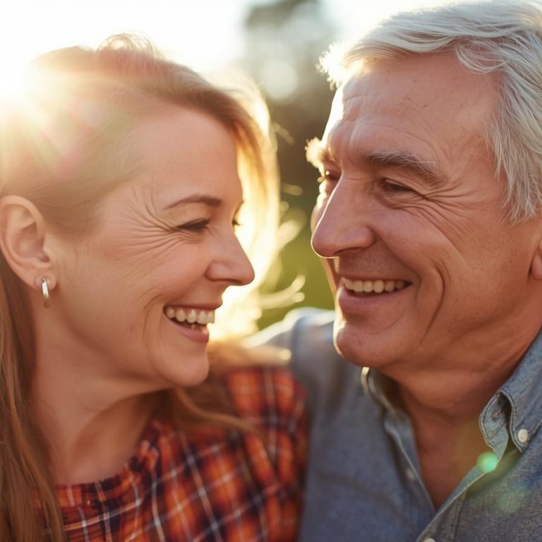 una pareja de 50 años que se ve joven y vital