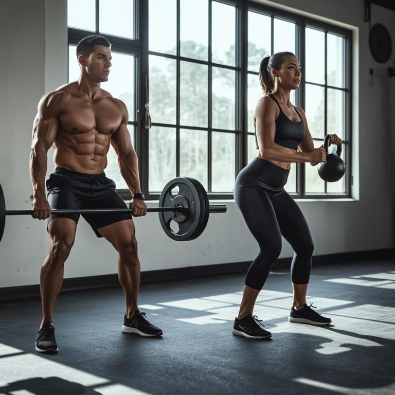 una pareja haciendo ejercicio de fuerza
