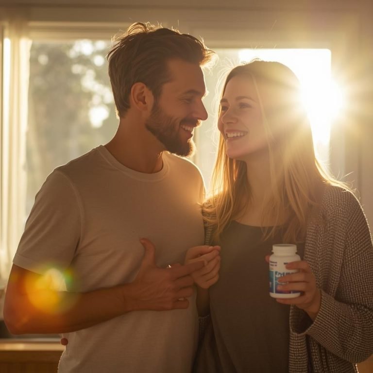 una pareje en la mañana tomado probioticos